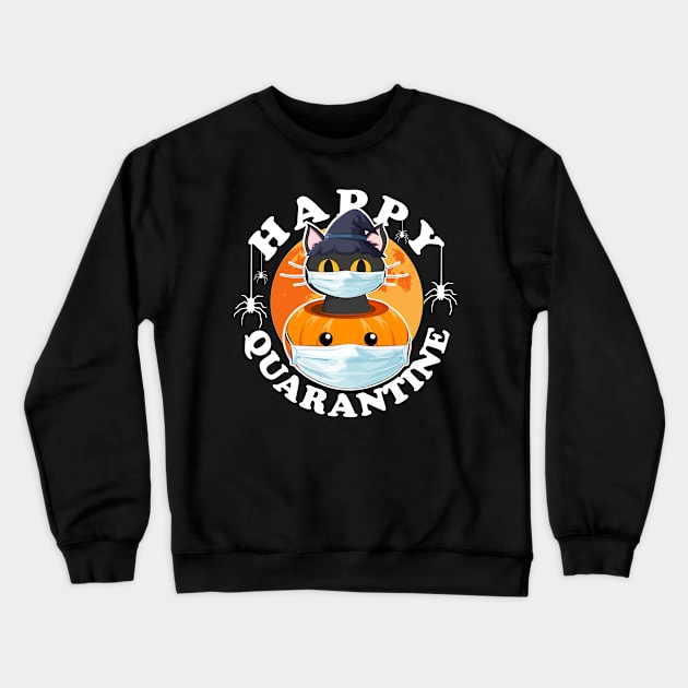 Happy Quarantine, Cat Pumpkin Face Mask Halloween Costume Crewneck Sweatshirt by Kawaii_Tees